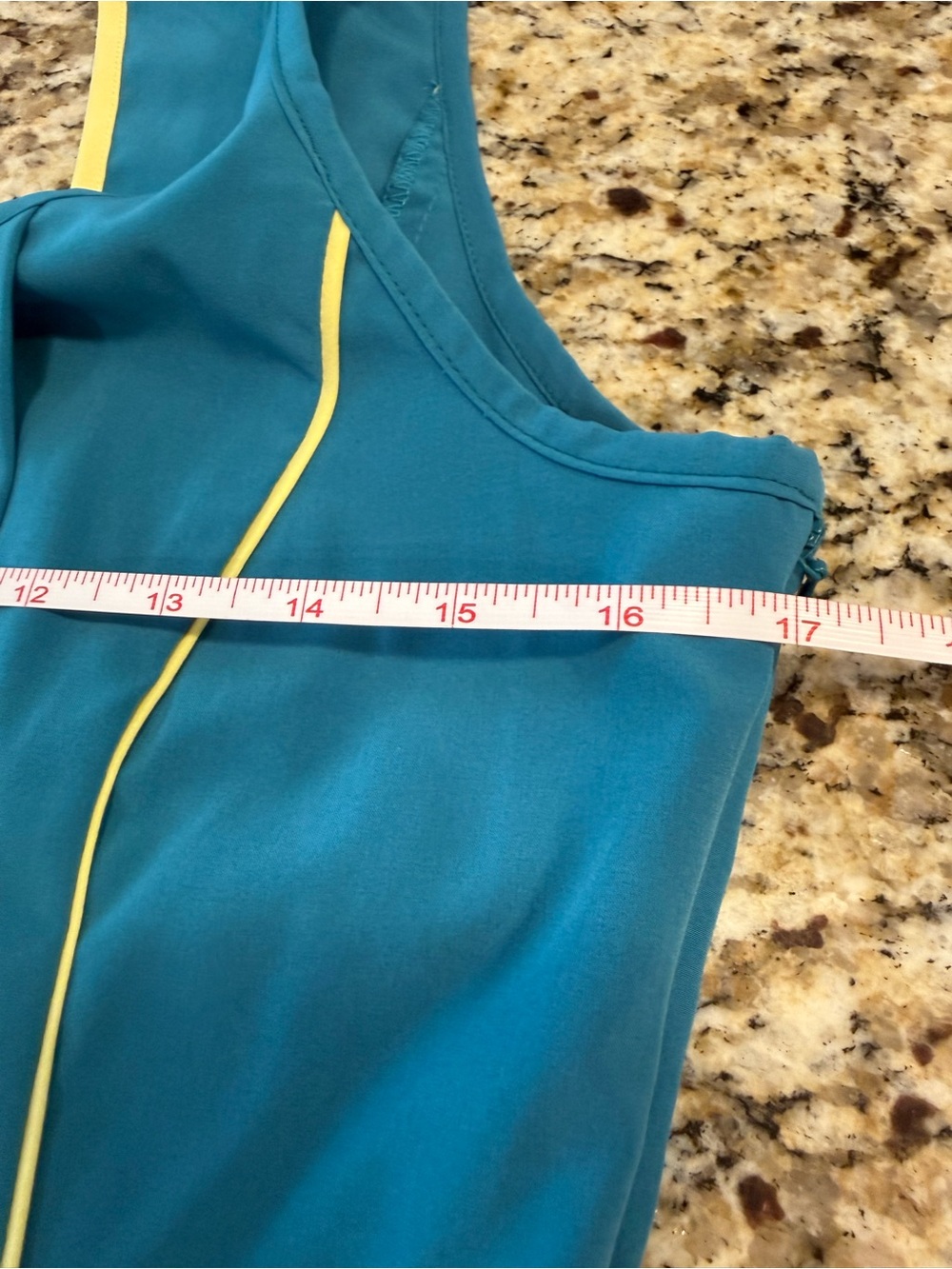Minuet sleeveless top teal blue yellow trim SZ M - Picture 9 of 13